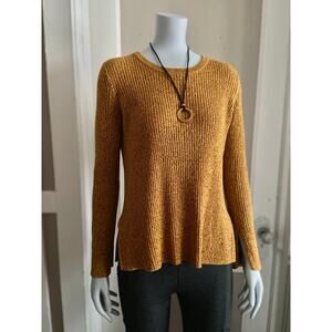 H&M Mustard Yellow/Brown Speckled Pullover Sweater sz S